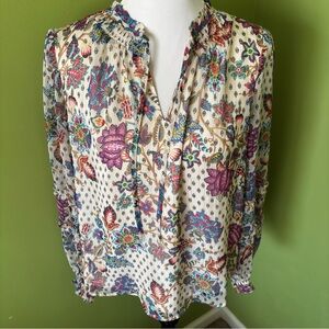 LOFT Blouse Ivory with Floral Pattern